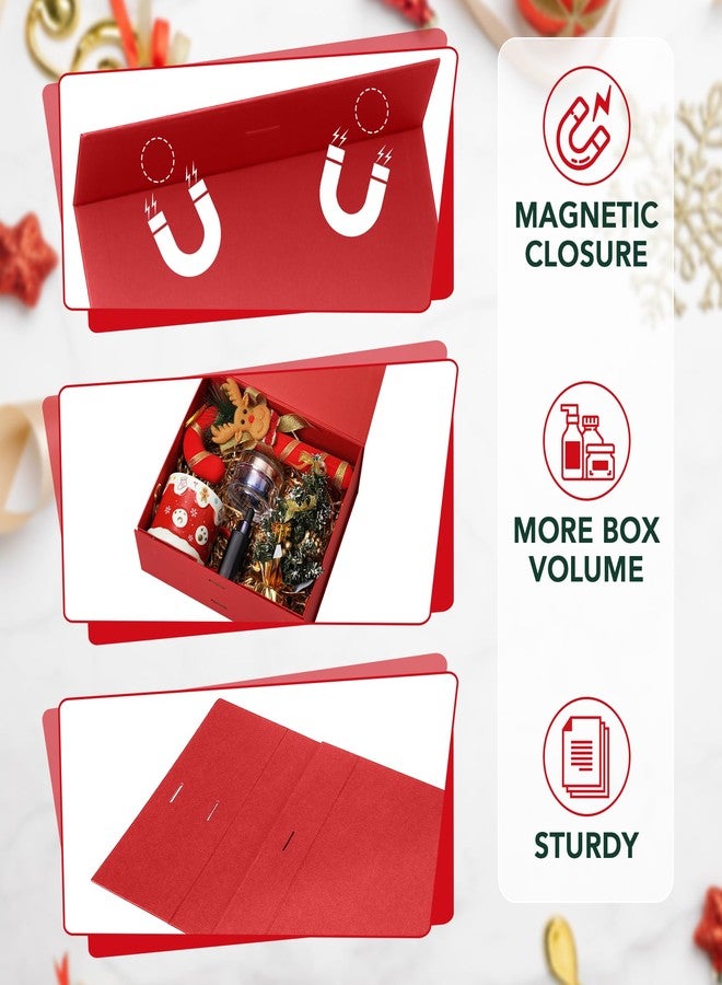 SWANGSA Red Christmas Gift Boxes with Lid for presents 10.2x8.8x3.8 Inches, Large Gift Box with Ribbon and Magnetic Closure, Collapsible Gift Box for Christmas, Wedding, Valentine's day, Birthday Gift - Image 4
